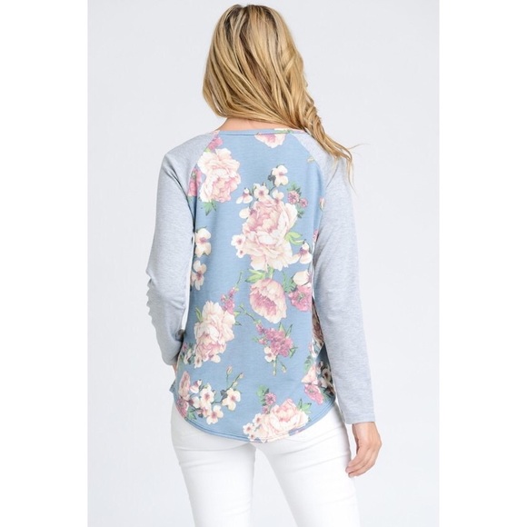 💙 Blue Floral Long Sleeved Top - Picture 4 of 6